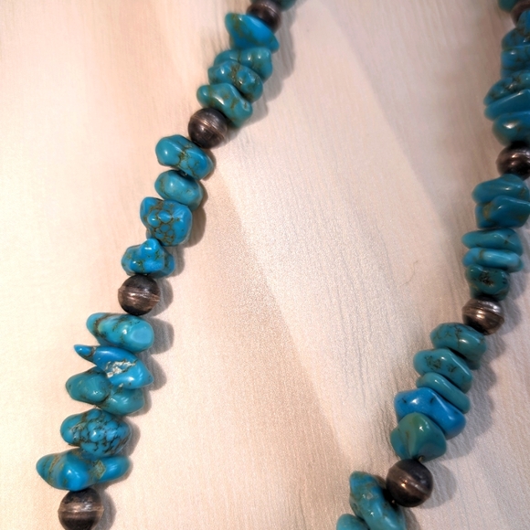 Vintage 1970s African (Ethiopian) Metal and Turquoise Rare Necklace - Picture 7 of 8